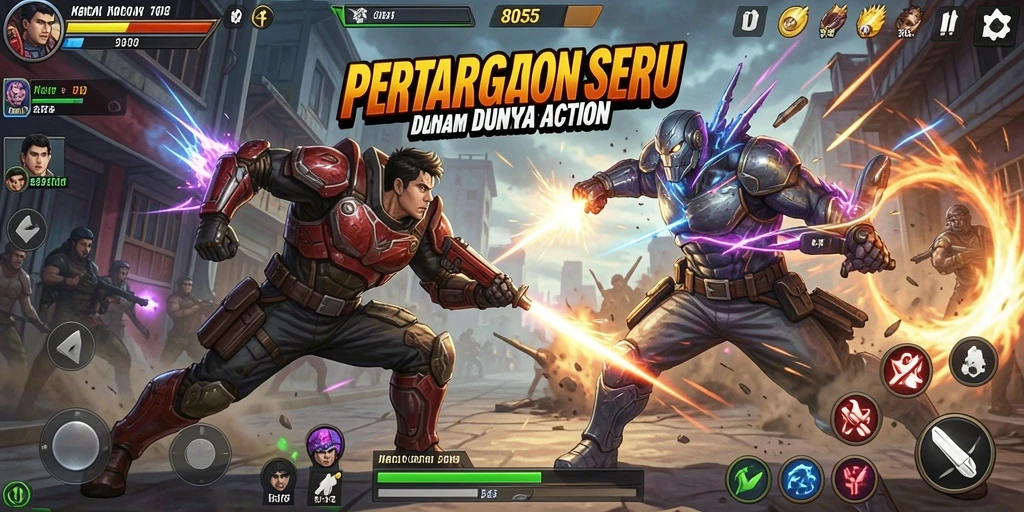 Tangkapan layar 8055 menampilkan pertarungan seru di arena.