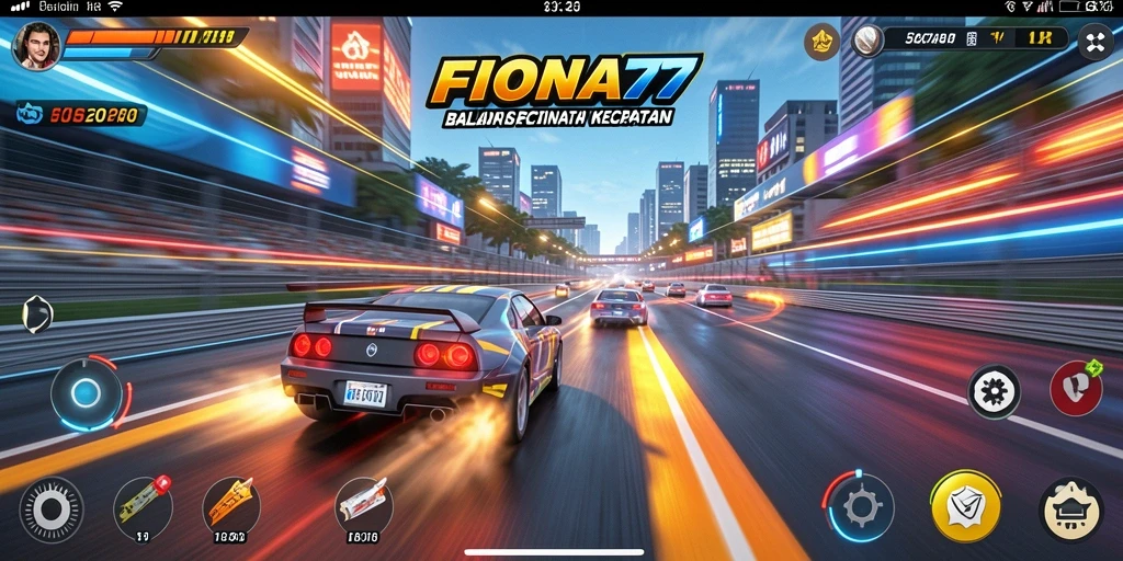 Screenshot FIONA77 menampilkan aksi balapan yang mendebarkan.