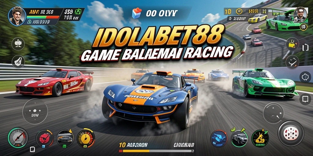 Screenshot gameplay IDOLABET88 menampilkan aksi balapan yang mendebarkan.