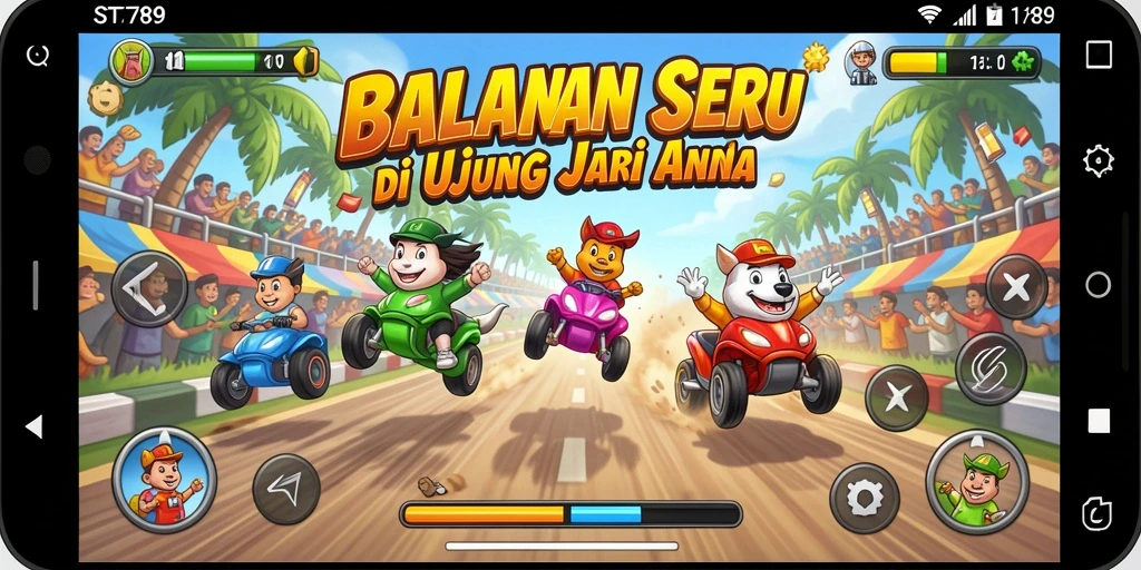 Tampilan gameplay ST789 yang menegangkan saat balapan di lintasan.